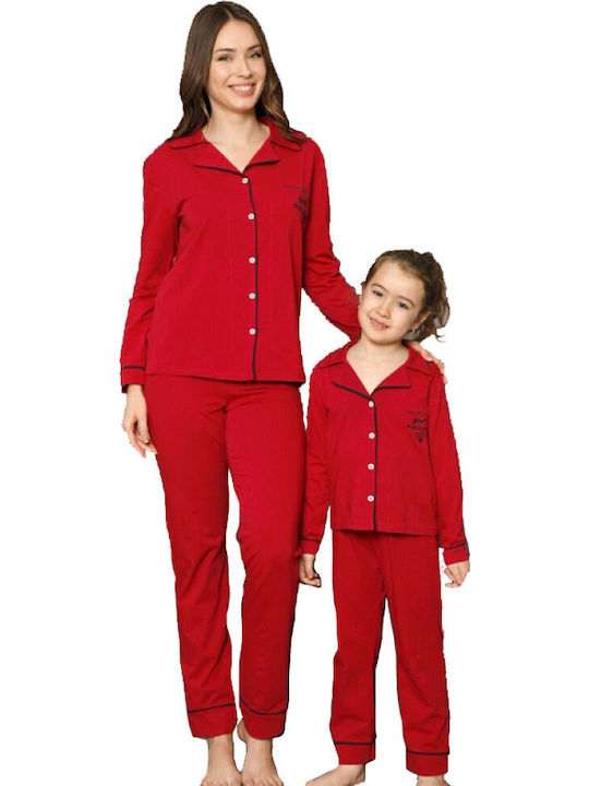 Siyah Inci Kids Winter Cotton Burgundy Pajama