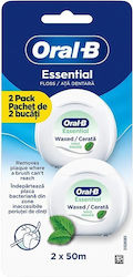 Oral-B Essential Waxed Dental Floss 50m 2 Pieces Oral-B Essential Waxed Dental Floss 50m 2 Pieces