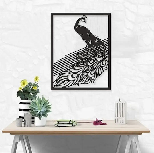 Stewehome Ξύλινος Πίνακας Τοίχου – Σχέδιο Παγώνι 3x70 Cm