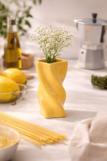 Kaemingk Ceramic Yellow Vase 10x10xH16cm Kaemingk Ceramic Yellow Vase 10x10xH16cm