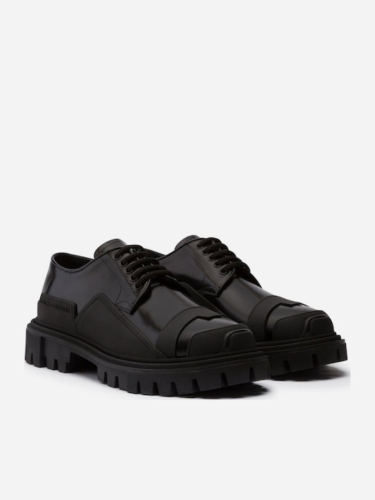 Dolce & Gabbana Δερμάτινα Ανδρικά Casual Παπούτσια Μαύρα