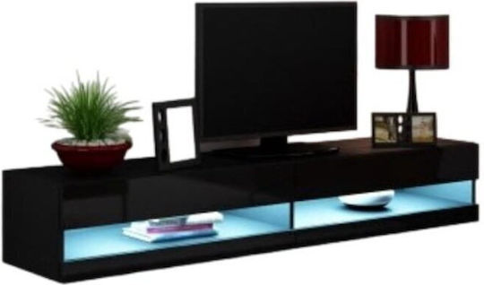 Dulap TV Cama cu Iluminare LED Negru M180xA30xÎ40cm