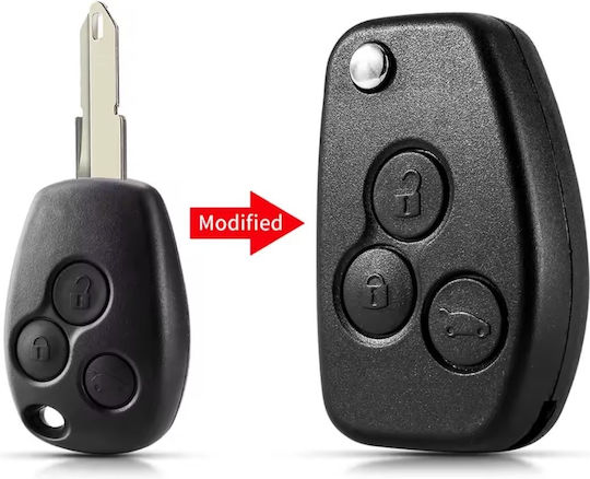 Techstar Husa Pentru Chei Auto Tip Briceag Flip Ne72 3 Butoane Compatibilă Cu Dacia Logan Sandero Duster Renault Clio Megane