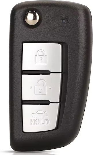 Techstar Foldable Car Key Case Compatible Nissan Qashqai Juke Sunny 3 Buttons Hold Trunk Button Blade Included Without Electronics