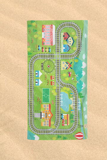 Stewehome Kinder-Strandtuch Stadt & Zug Lernendes Design 100x30 cm