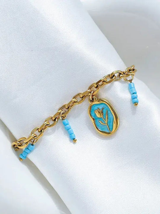 Damen Armband Handschelle aus Stahl Vergoldet