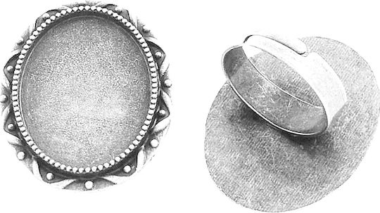 Ring Basis Flüssiges Glas Silber 32x25mm 4 Stück