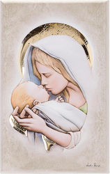 Religious Icon Virgin Mary & Christ On Wood Fresco Technique Le-08.3276 Religious Icon Virgin Mary & Christ On Wood Fresco Technique Le-08.3276