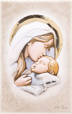 Religious Icon Virgin Mary & Christ On Wood Fresco Painting Technique Le-08.33104
