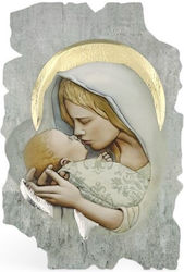 Religiöse Heiligenikone Maria & Christus Auf Holz Technik der Narthex-Fresko Le-08.44372