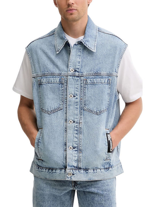 Sleeveless Denim Jacket Light Blue