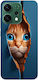 Oppo Reno 14 Cat Blue Eyes Transparent Silicone TPU Case
