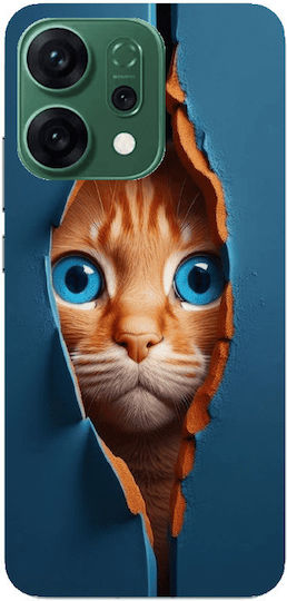 Oppo Reno 14 Cat Blue Eyes Transparent Silicone TPU Case