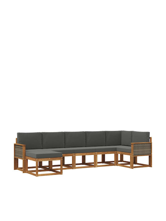 Ecksofa Outdoor Kunststoff mit Kissen 306x128.5...