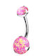 Silver And More Belly Button Piercing Earring Gold Plated Titanium 10 x 1.6mm Pink