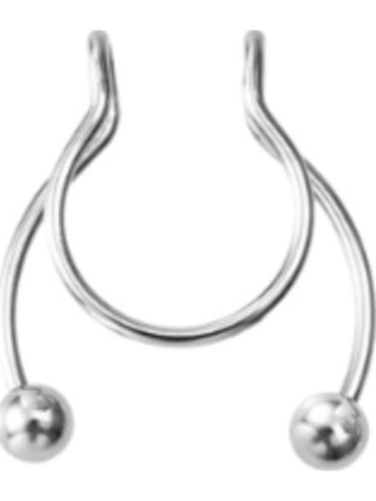 Silver And More Fake Septum Nose Piercing Earring Steel Silver
