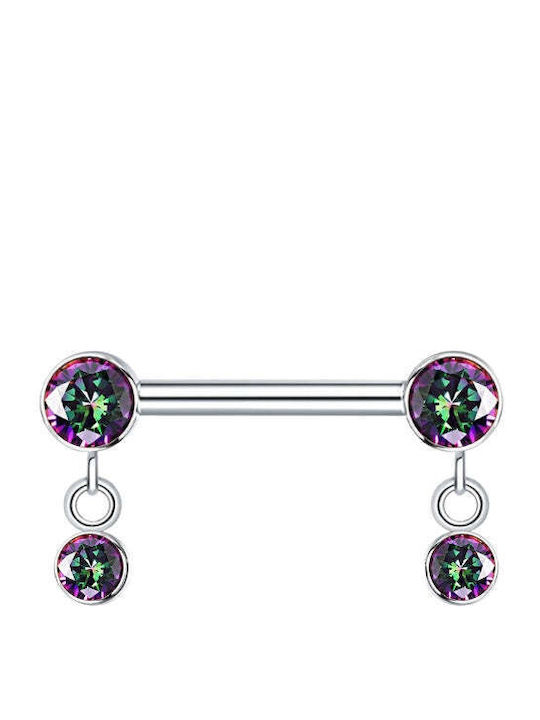 Silver And More Σκουλαρίκι Μπάρα Θηλής από Τιτάνιο 14 x 1.6mm
