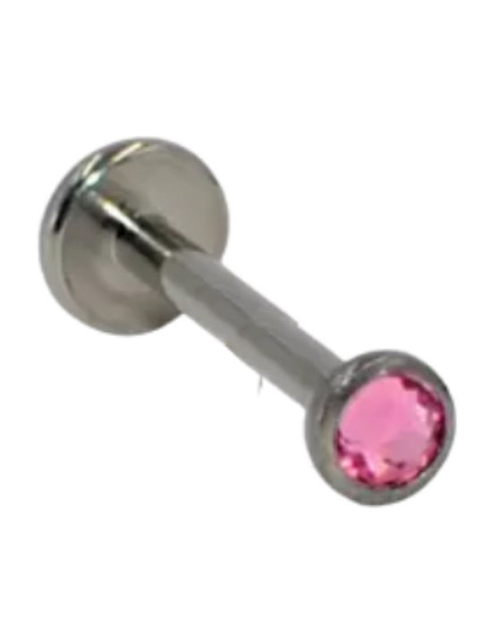 Silver And More Mouth Bar Piercing Earring from Gold Plated Titanium 8 x 1.2mm Pink