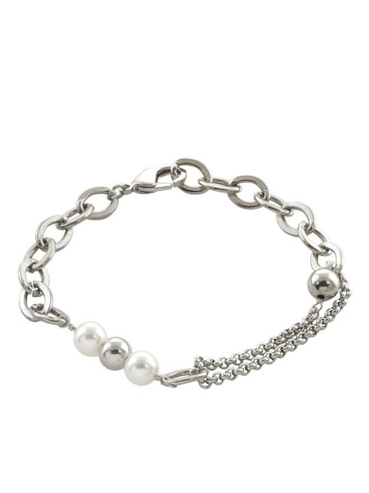 Oxette Women's Steel Bracelet with Pearls