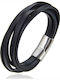 Silver And More Men's Leather Bracelet 21.5cm