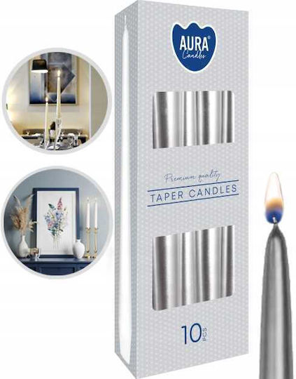 Aura Glass Κηροπηγίου Ασημί 10τμχ Aura Glass Κηροπηγίου Ασημί 10τμχ