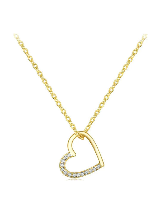 Daskalakis Colier Talisman Cu Design Inimă Tricotat Plăcut Cu Aur Cu Zircon Albastru
