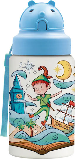 Laken Oby Kids Water Bottle Thermos Stainless Steel with Straw Light Blue 350ml