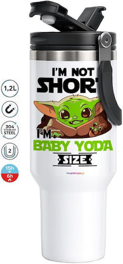 I'm Not Short I'm Baby Yoda Size Mega Travel Mug Κούπα Ταξιδίου Διπλού Τοιχώματος Θερμό 1,2l