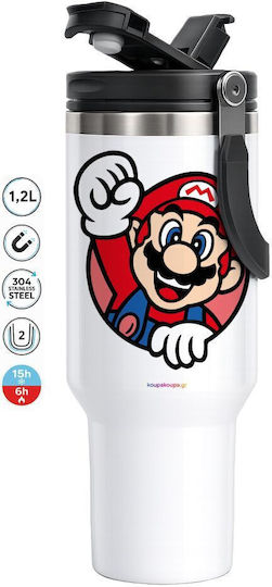 Super Mario Win Мега Пътна Чаша Двойна Стена Термос 1,2л
