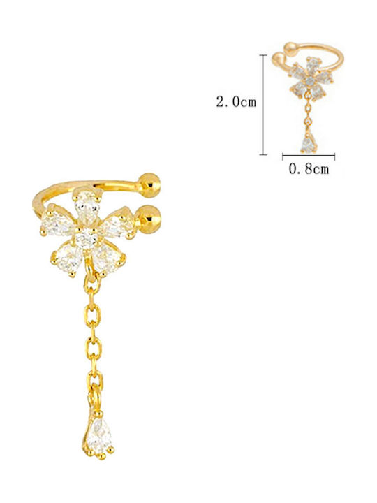 Silver And More Σκουλαρίκια Cuff από Ασήμι Επιχρυσωμένα με Πέτρες
