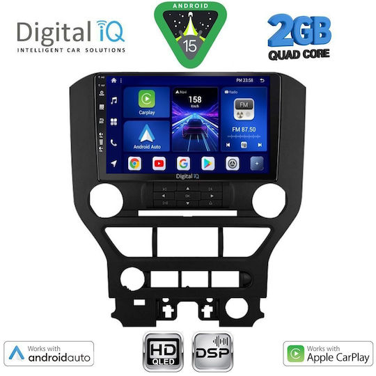 Digital IQ Car Audio System for Ford Mustang 2015-2020 (Bluetooth/USB/WiFi/GPS/Apple CarPlay/Android Auto) with 9" Touch Screen