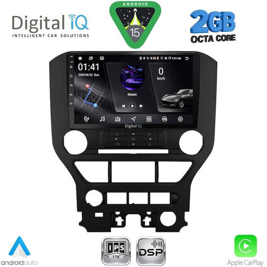 Digital IQ Car Audio System for Ford Mustang 2015-2020 (Bluetooth/USB/WiFi/GPS/Apple CarPlay/Android Auto) with 9" Touch Screen
