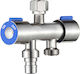 Avizar Independent Double Outlet Chrome-plated Brass Shut-off Valve Double Control Silver