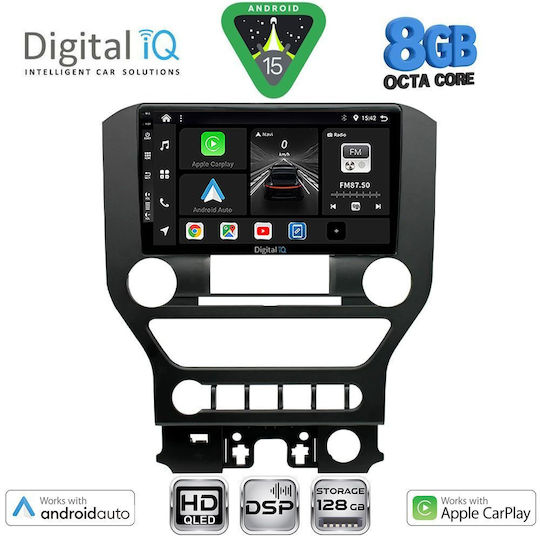 Digital IQ Car Audio System for Ford Mustang 2015-2020 with Touch Screen 9" Bluetooth USB Wi-Fi GPS Apple CarPlay Android Auto Digital IQ 7166_CPAA 4BUT