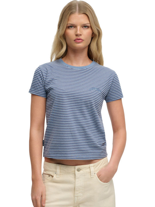 Essential Damenbluse Gestreift Tidal Blau Streifen