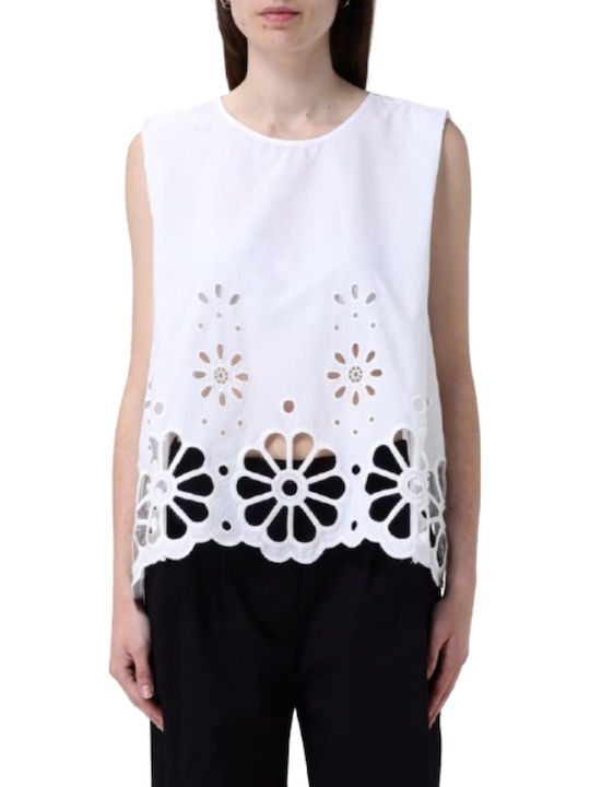Damen Bluse Baumwolle Off-White