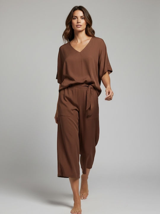 Γυναικεία Μπλούζα Κοντομάνικη Brown