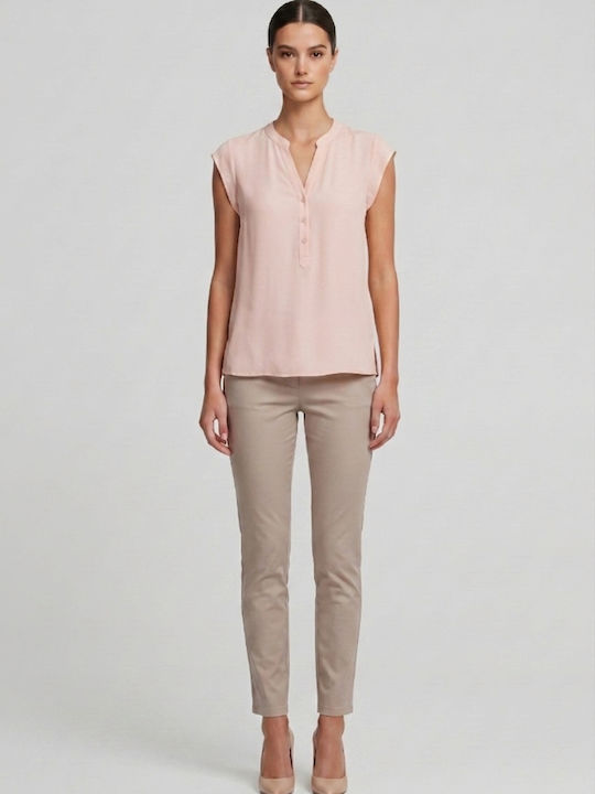 Derpouli Women's Sleeveless Blouse Pink
