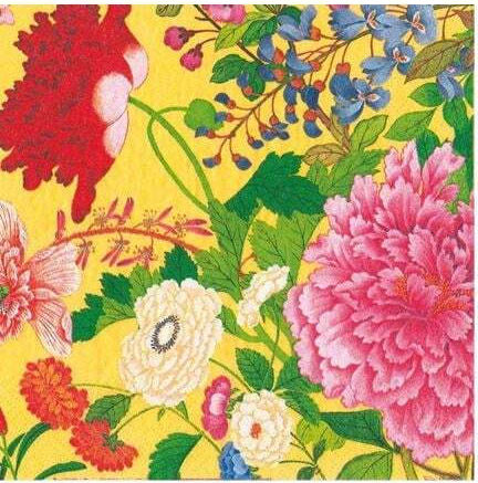Xαρτοπετσέτες Luncheon A Profusion Flowers Yellow 16.5x16.5cm Caspari 20 Tεμάχια