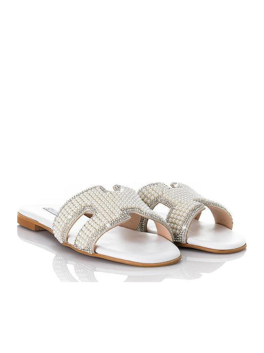 Sofia Manta Leather Women's Flat Sandals White
