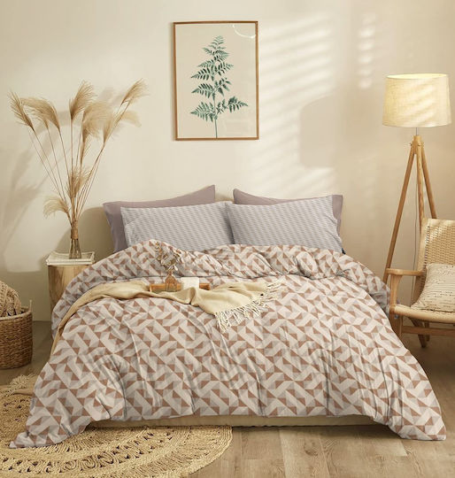 Cokitex Marta Mira Set Bed Sheets Double 205x260cm Brown 4 Pieces