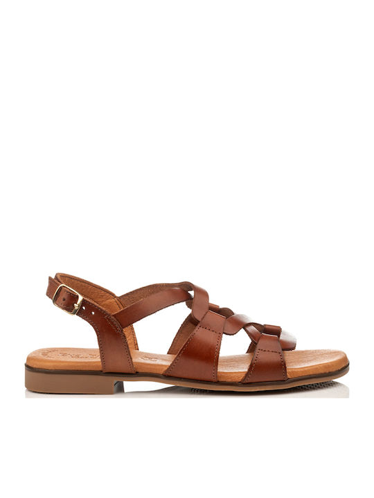 Eva Frutos Leder Flache Sandalen für Damen Braun