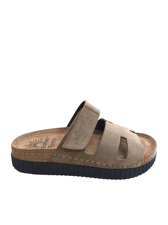 Leather Women's Anatomic Flat Sandals Brown