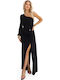 Summer Maxi Evening Dress with Tearing Black