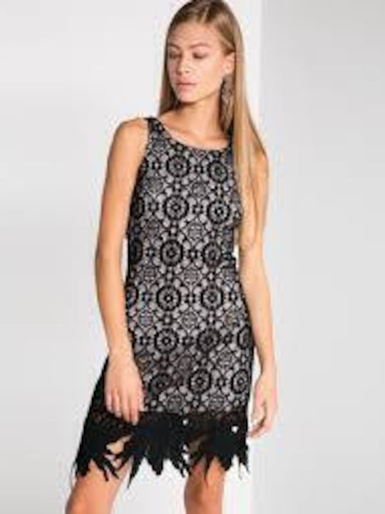 Summer Midi Dress for Wedding Christening with Black Lace