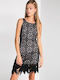 Summer Midi Dress for Wedding Christening with Black Lace