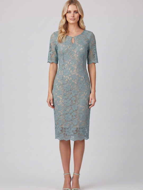 Vagias Rochie Midi Pentru Nuntă / Botez Cu Dantelă Mentă