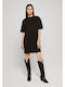 Ladies Summer Mini T-Shirt Dress with Wrap Black