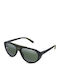 Unisex Sunglasses with Green Horn-Rimmed Frame and Green Mirror Lens