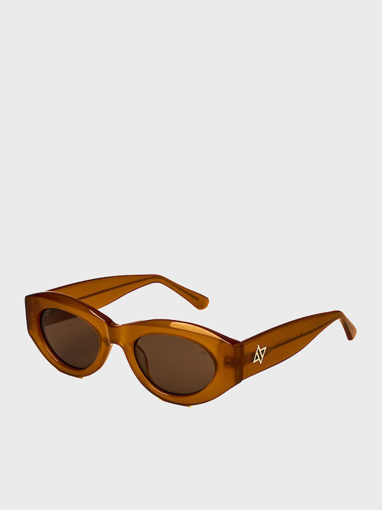 AV Sunglasses Γυαλιά Ηλίου Καφέ με Κοκκάλινο Σκελετό